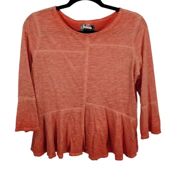 Anthropologie Tops - Akemi + kin anthro Womens small salmon orange Ruffle 3/4 sleeve blouse